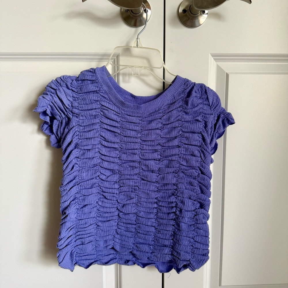 Anthropologie Purple Ruched Top XS